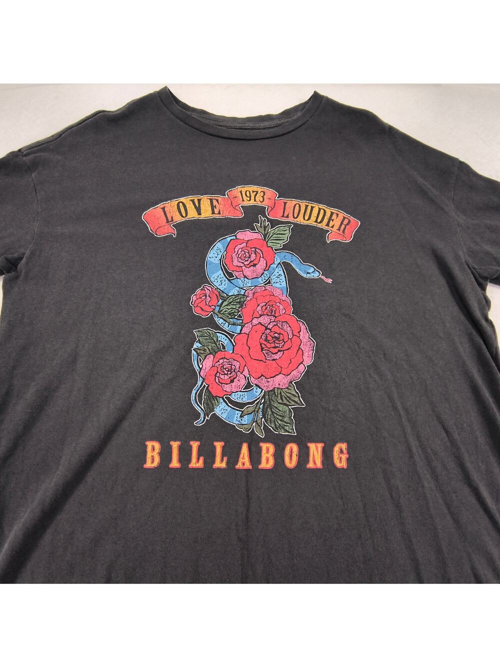Billabong Casual Crew Neck Short Sleeve Graphic T Shirt Mens Size XS Black